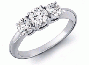 3-Stone white gold engagement ring