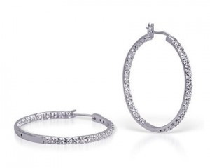 White gold diamond hoop earrings