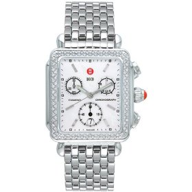 Silver, square-faced Michele watch