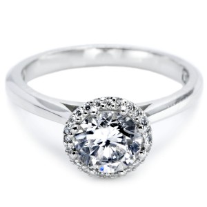 Tacori halo setting, white gold diamond engagement ring