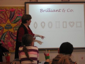 Sophie Shor teaching schoolchildren about diamonds