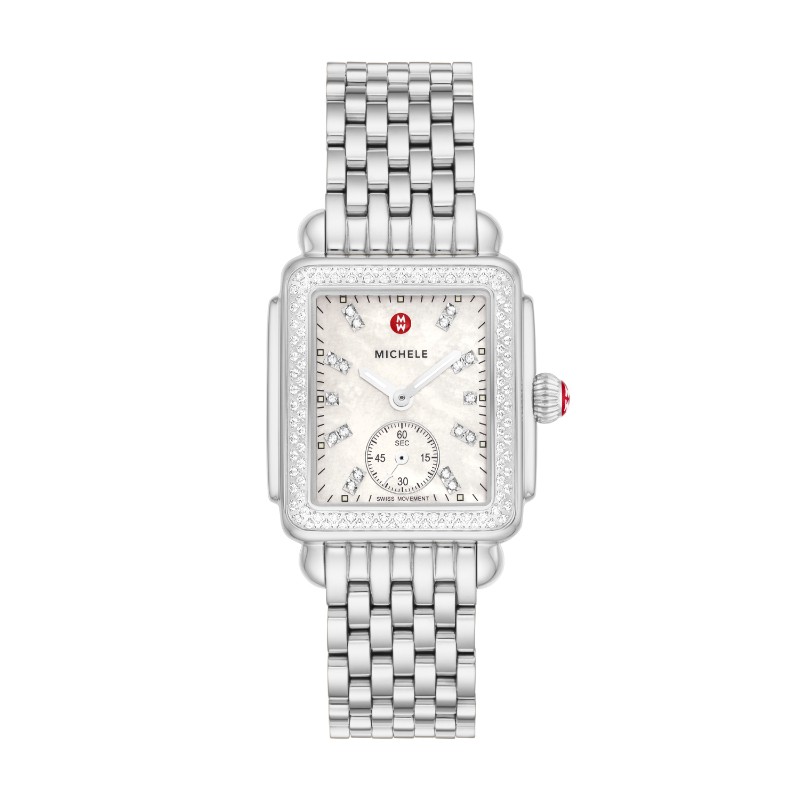 Michele Deco Mid Diamond Stainless Steel Watch