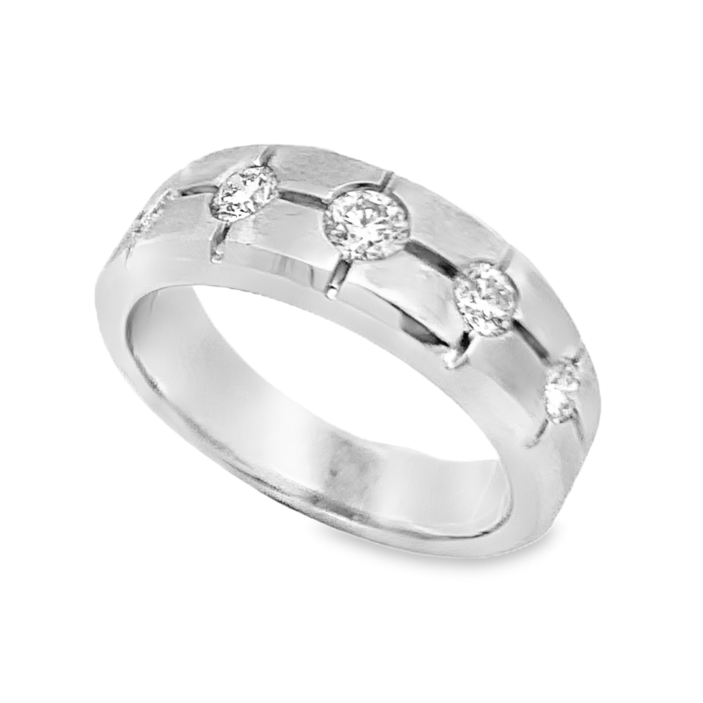 14K White Gold Diamond Wedding Band