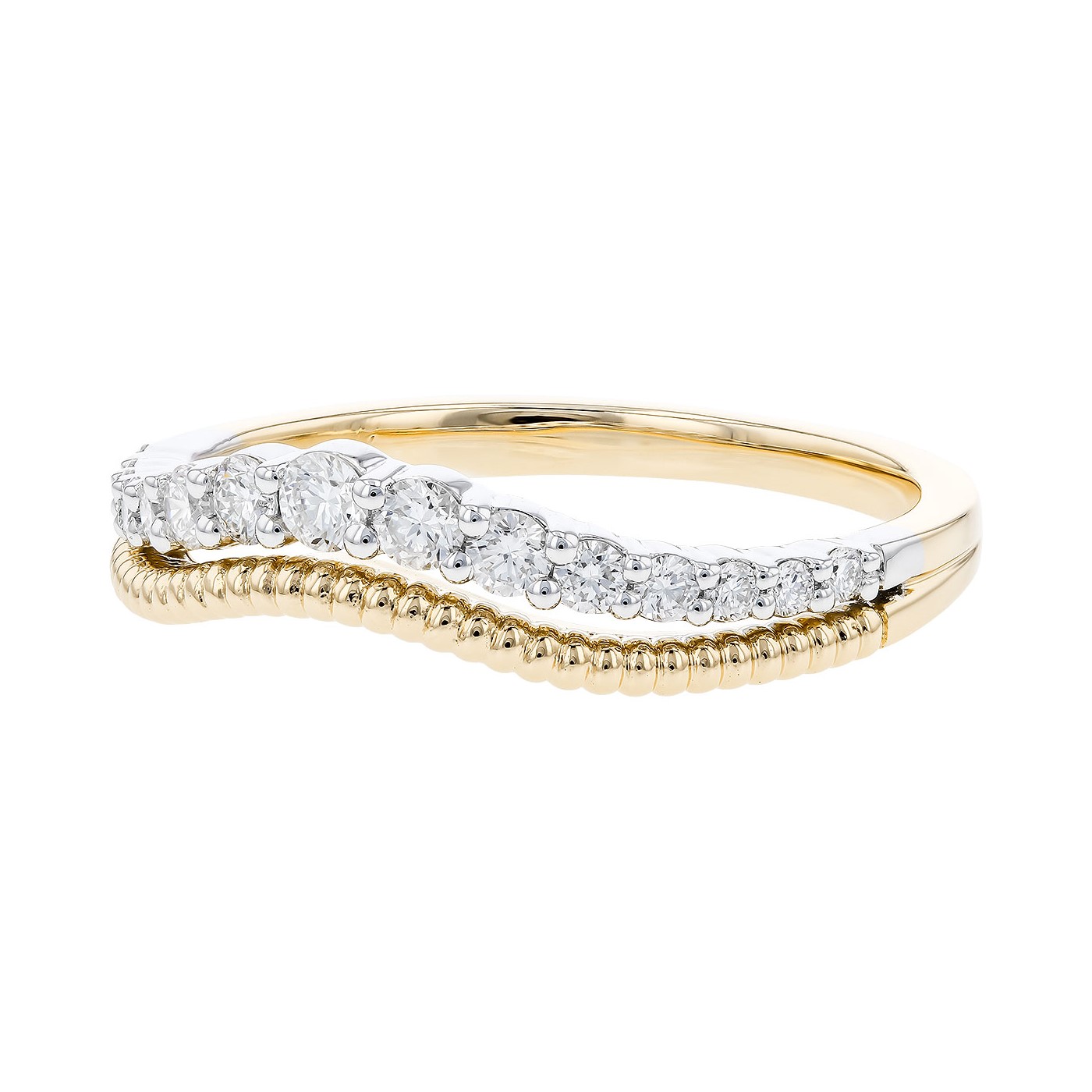 Allison Kaufman 14K Two-Tone Curved Diamond Anniversary Band