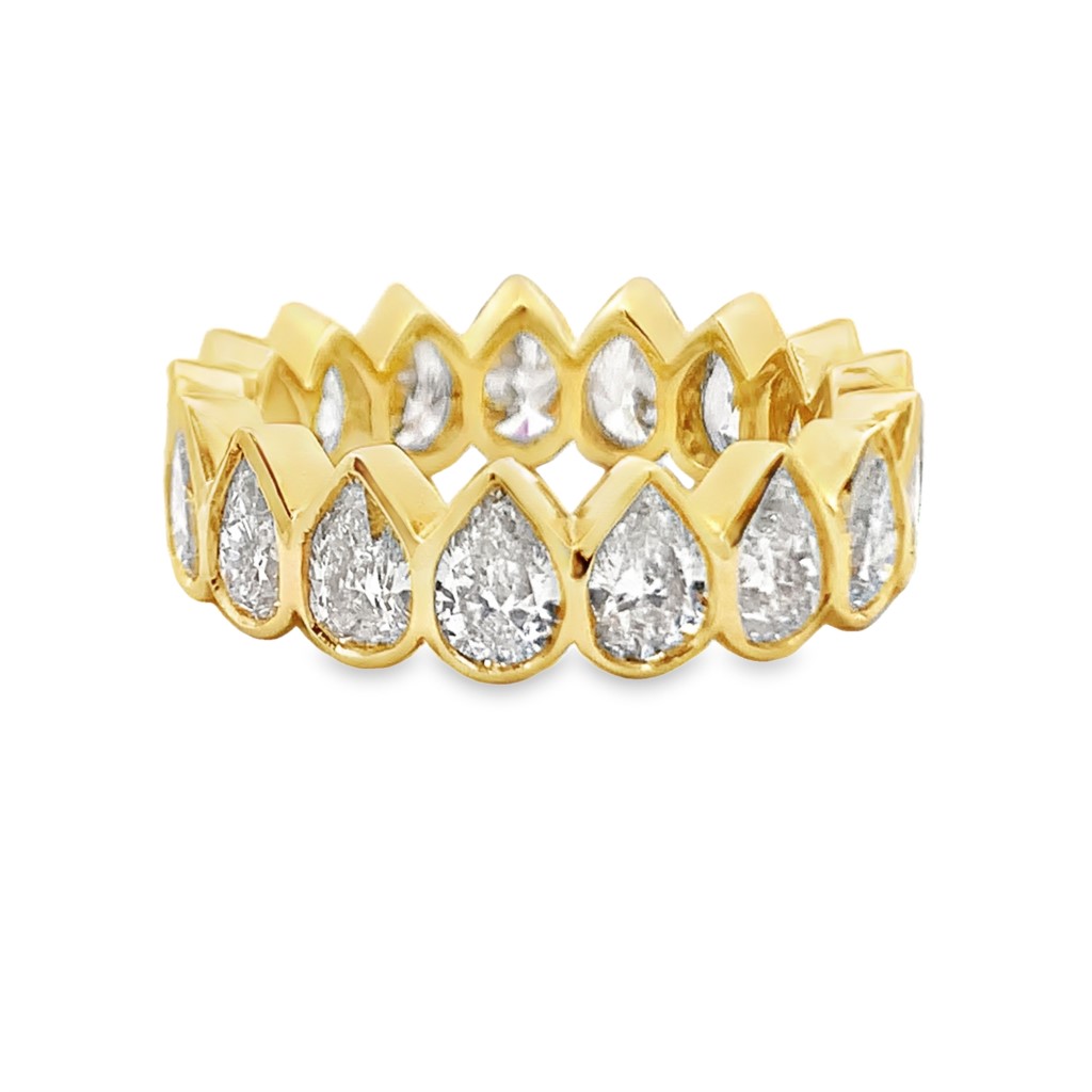 Norman Silverman 18K Yellow Gold Pear Bezel Eternity Band