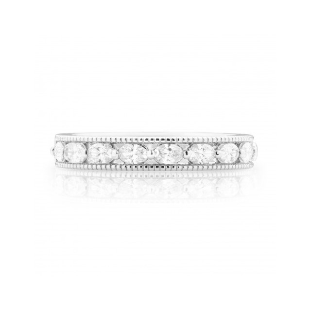 14K White Gold Milgrain Diamond Anniversary Band