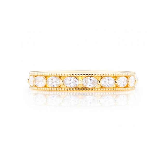 14K Yellow Gold Milgrain Diamond Anniversary Band