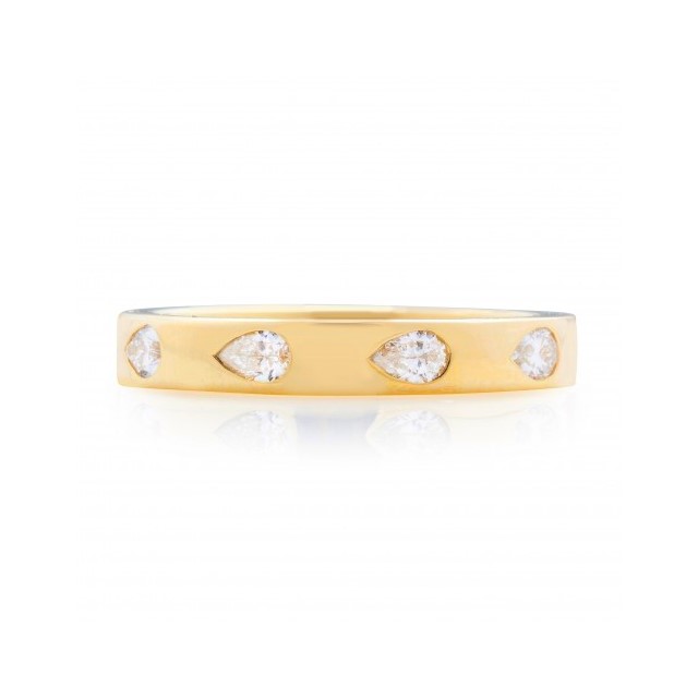 14K Yellow Gold Burnished Diamond Band