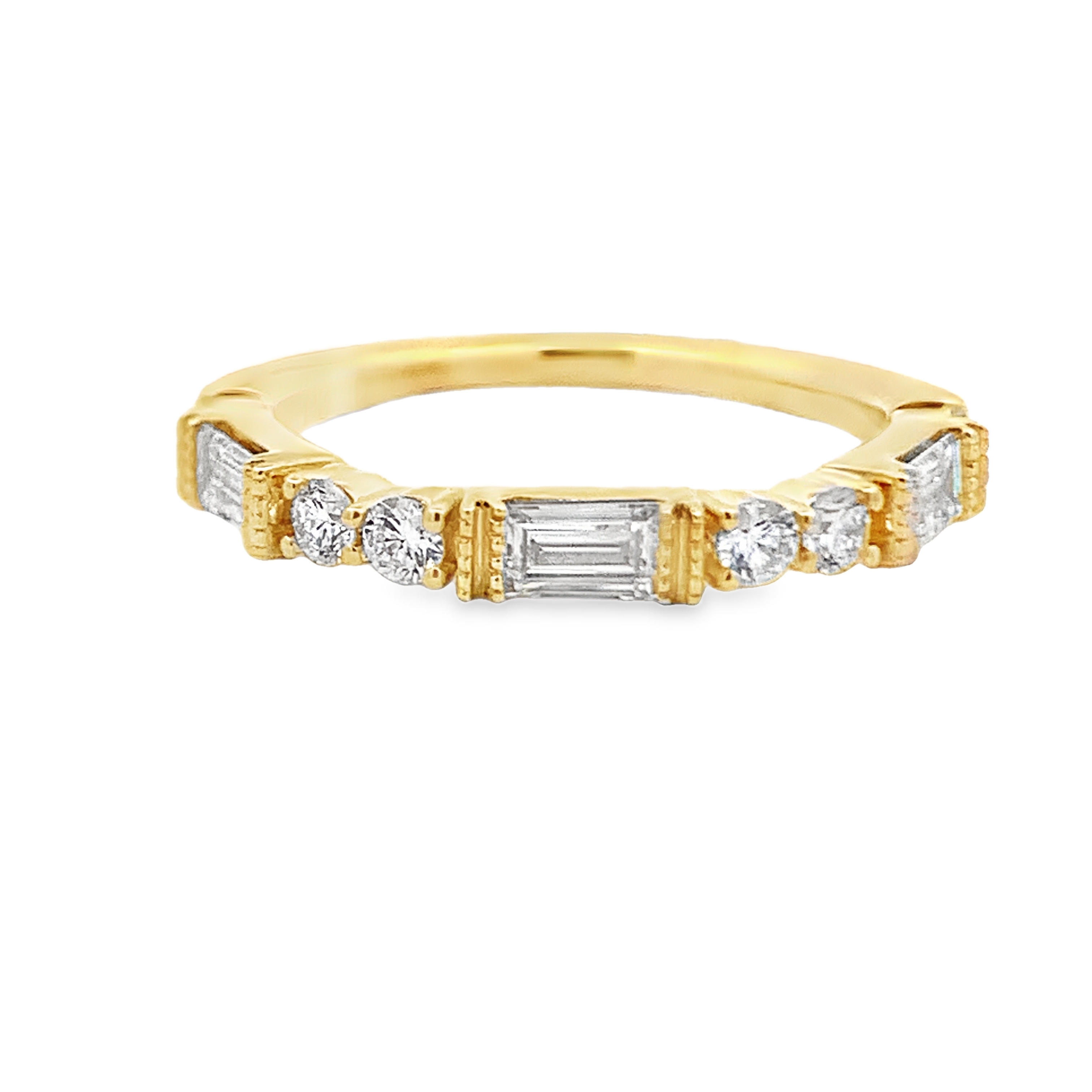 14K Yellow Gold Alternating Diamond Anniversary Band