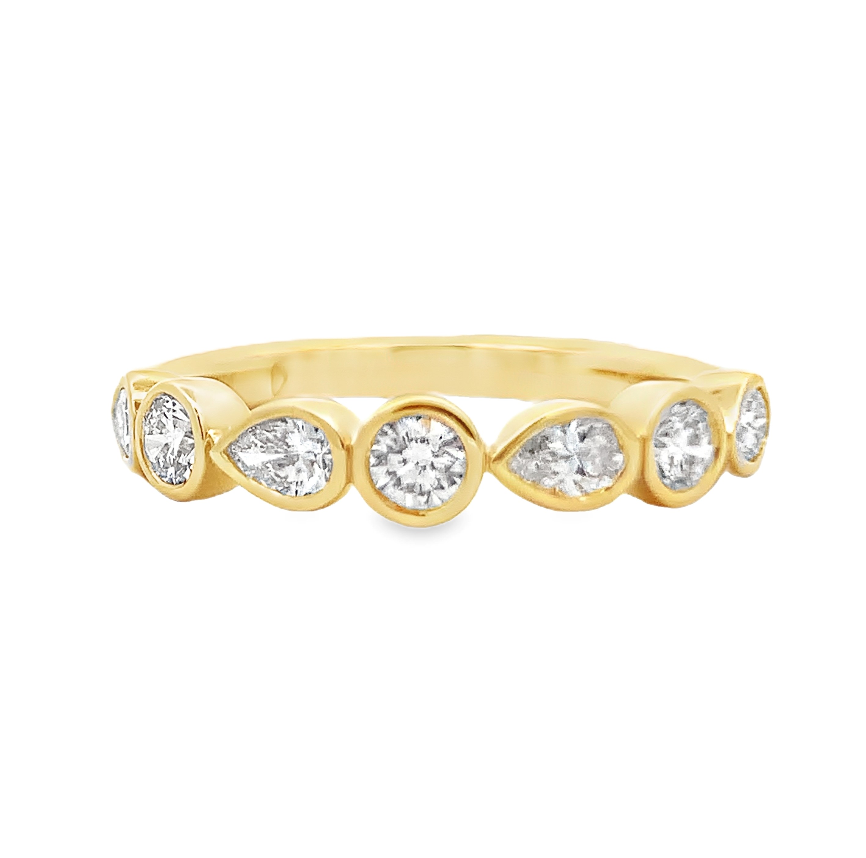 14K Yellow Gold Alternating Bezel Diamond Anniversary Band