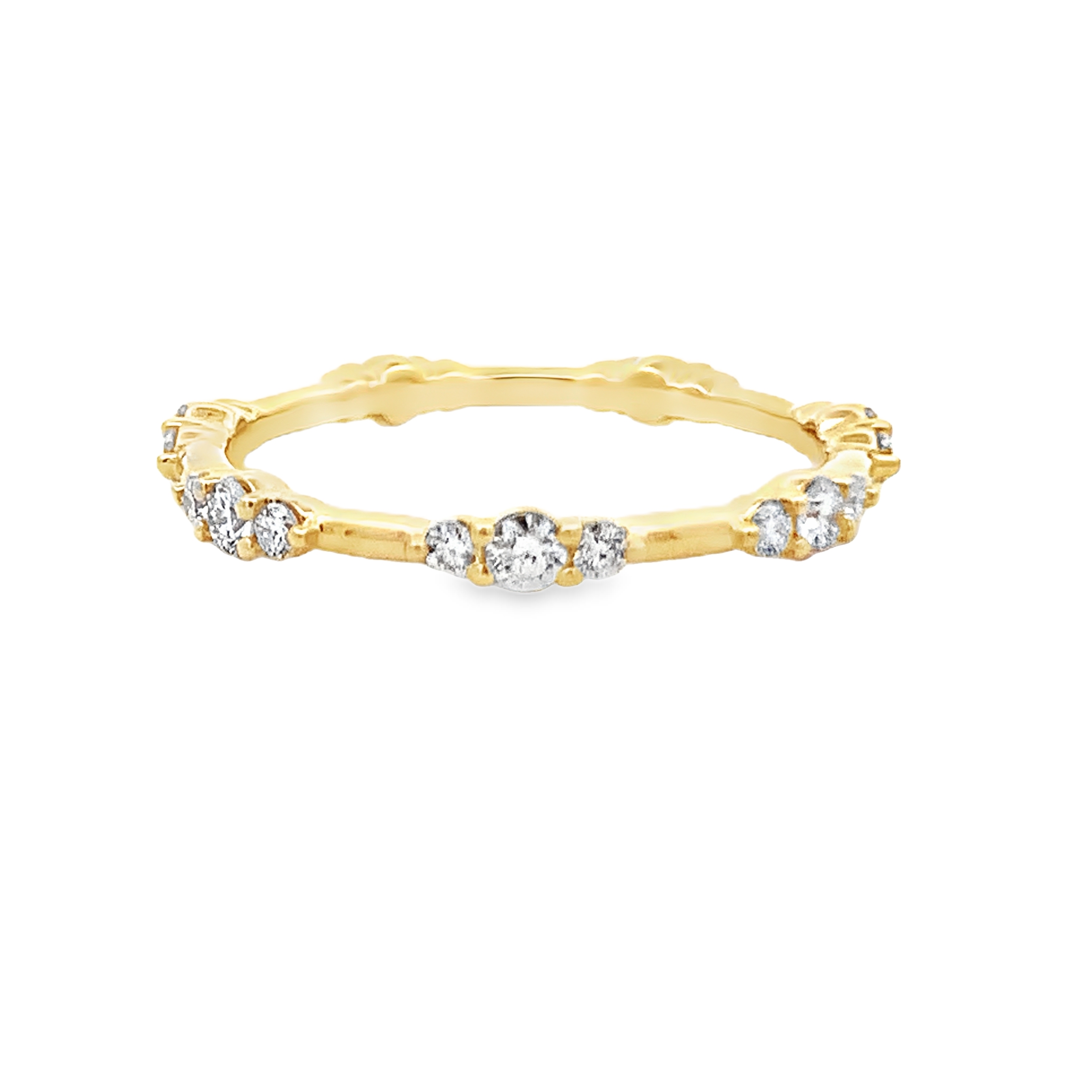 14K Yellow Gold Trio Station Diamond Band