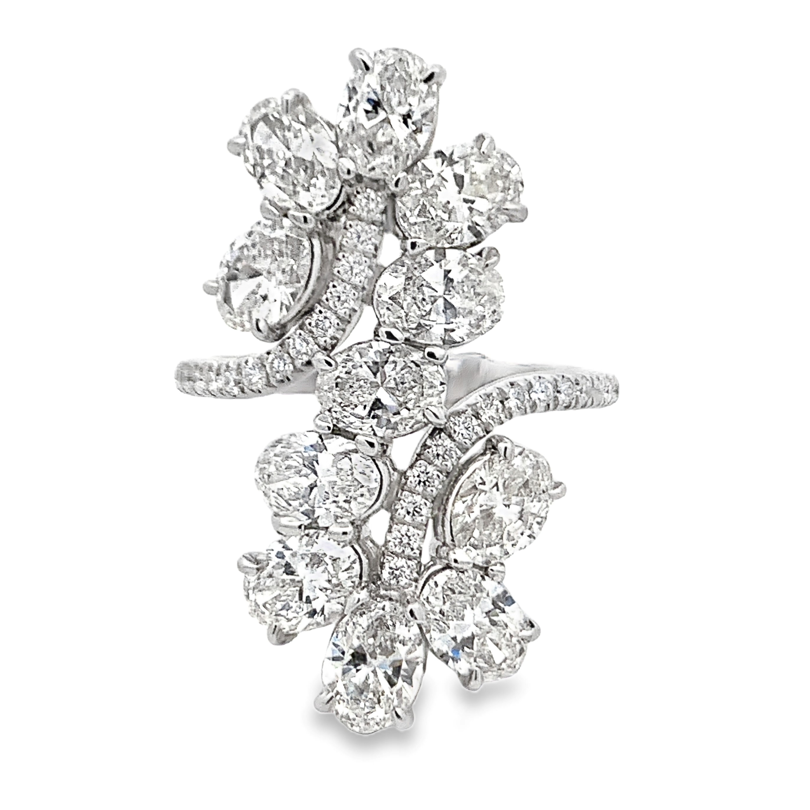 Norman Silverman 18K White Gold Diamond Floral Ring