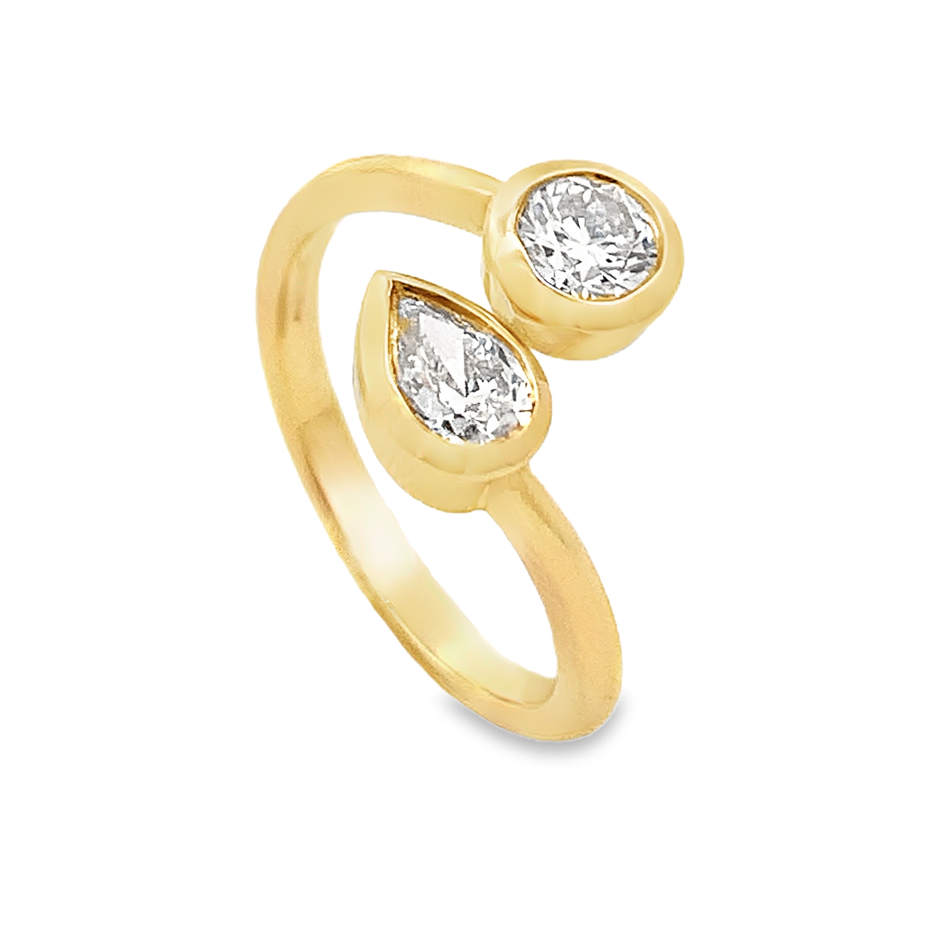 Norman Silverman 18K Yellow Gold 2-Stone Diamond Bypass Ring