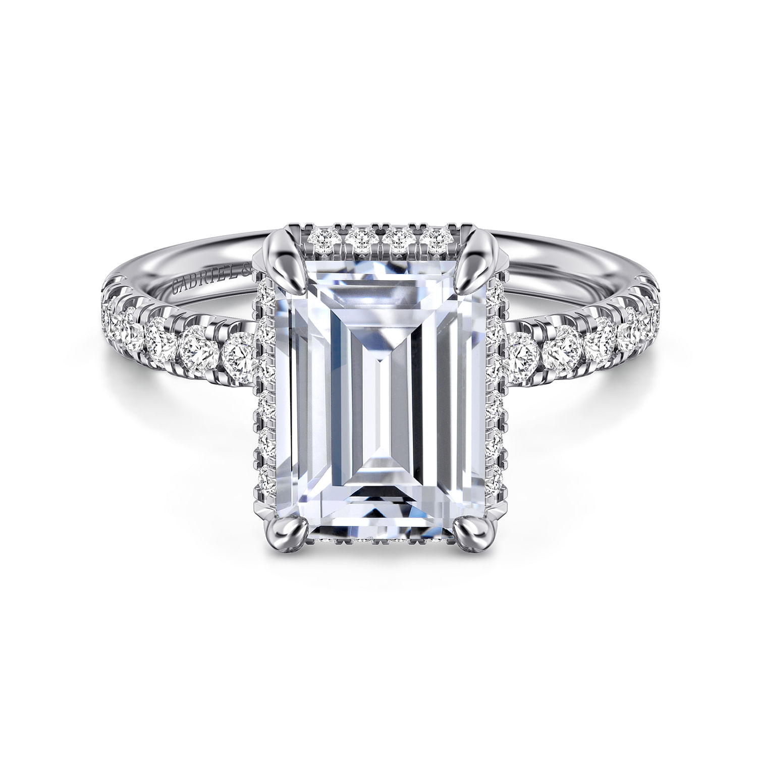 Gabriel & Co. 14K White Gold Diamond Shank Engagement Ring Setting