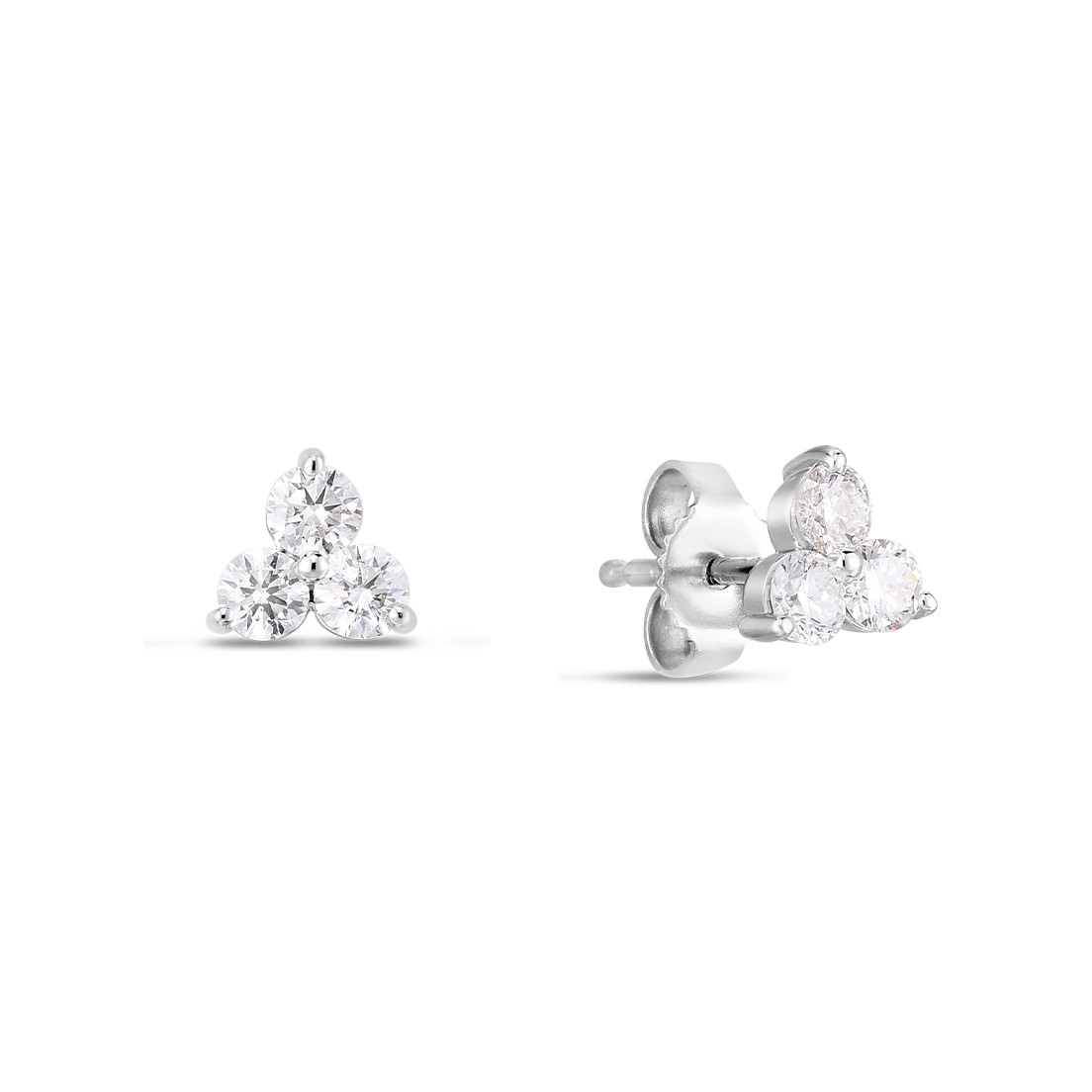 Roberto Coin 18K White Gold 3 Stone Diamond Cluster Stud Earrings