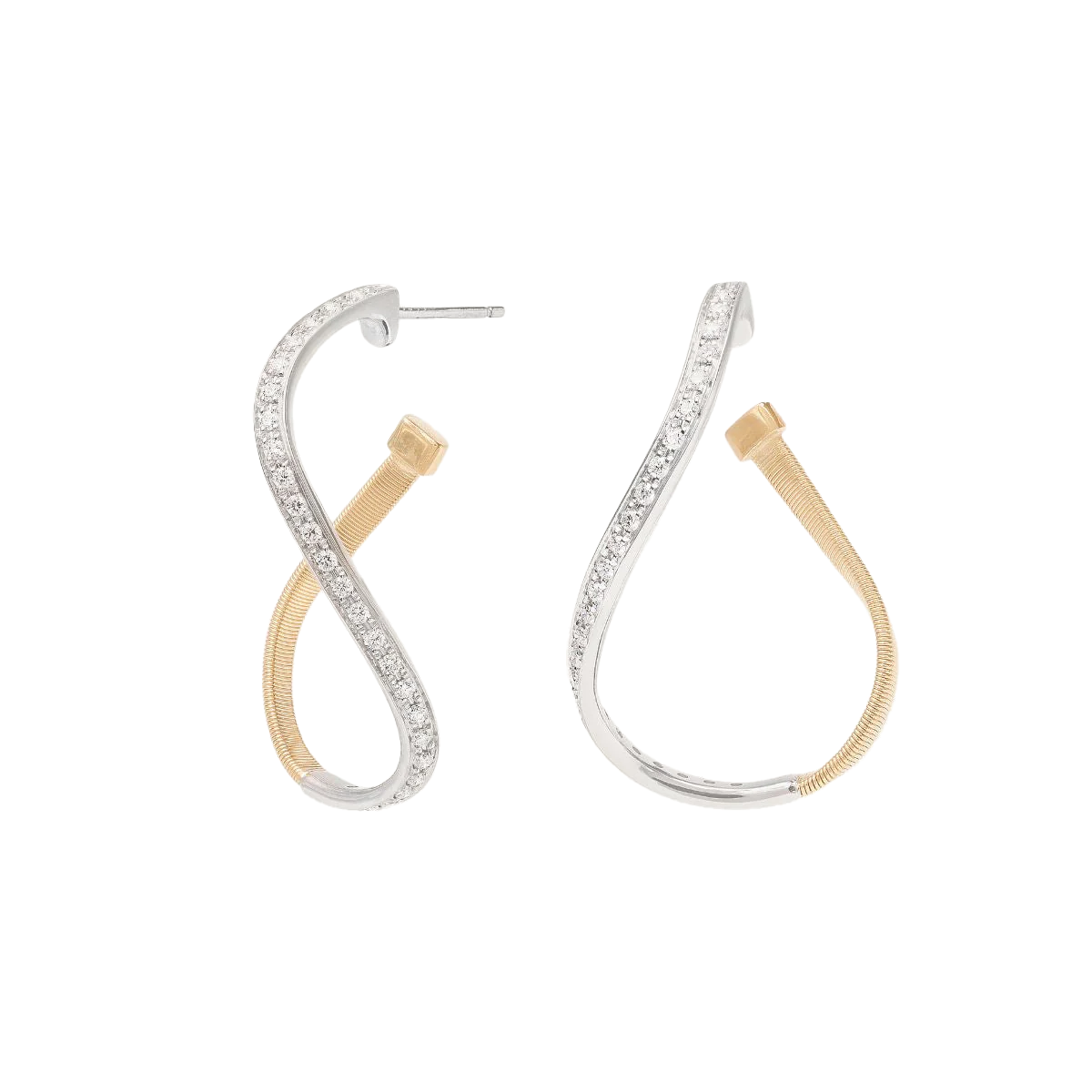 Marco Bicego 18K Two-Tone Marrakech Twisted Diamond Coil Hoops