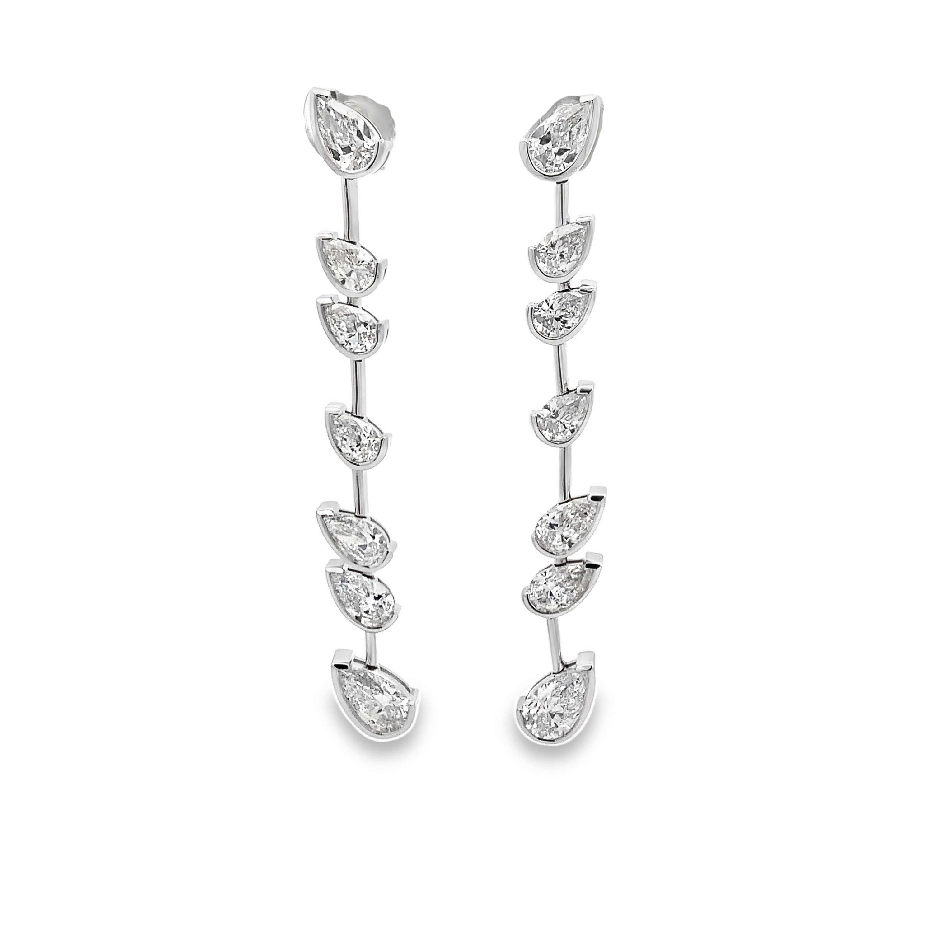 Norman Silverman 18K White Gold Pear Cut Diamond Dangling Earrings