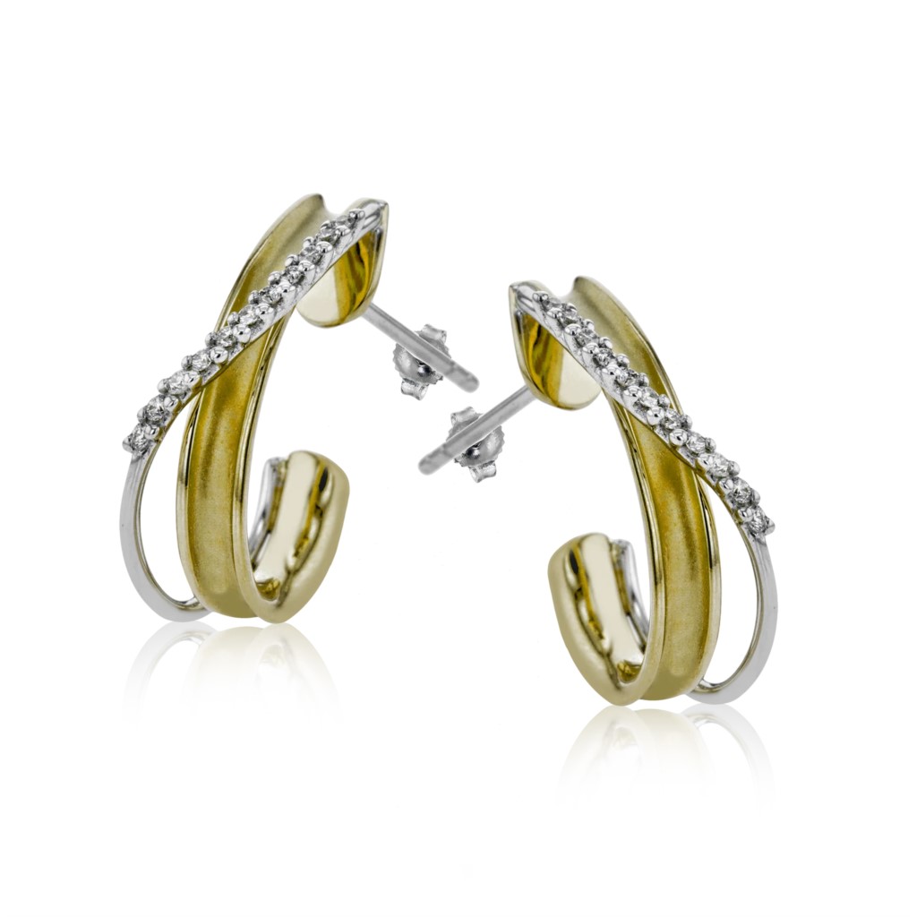 Simon G. 18K Two-Tone Freeform Diamond Earrings