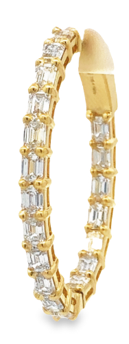 Norman Silverman 18K Yellow Gold Hoop Earrings with 19 Emerald Cut Diamonds 2.46 TCW G-H VS (only one earring)