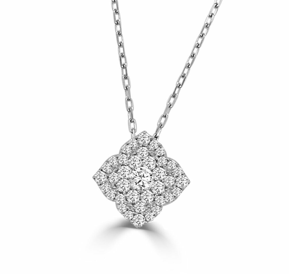 Frederic Sage 14K White Gold Diamond Cluster Pendant