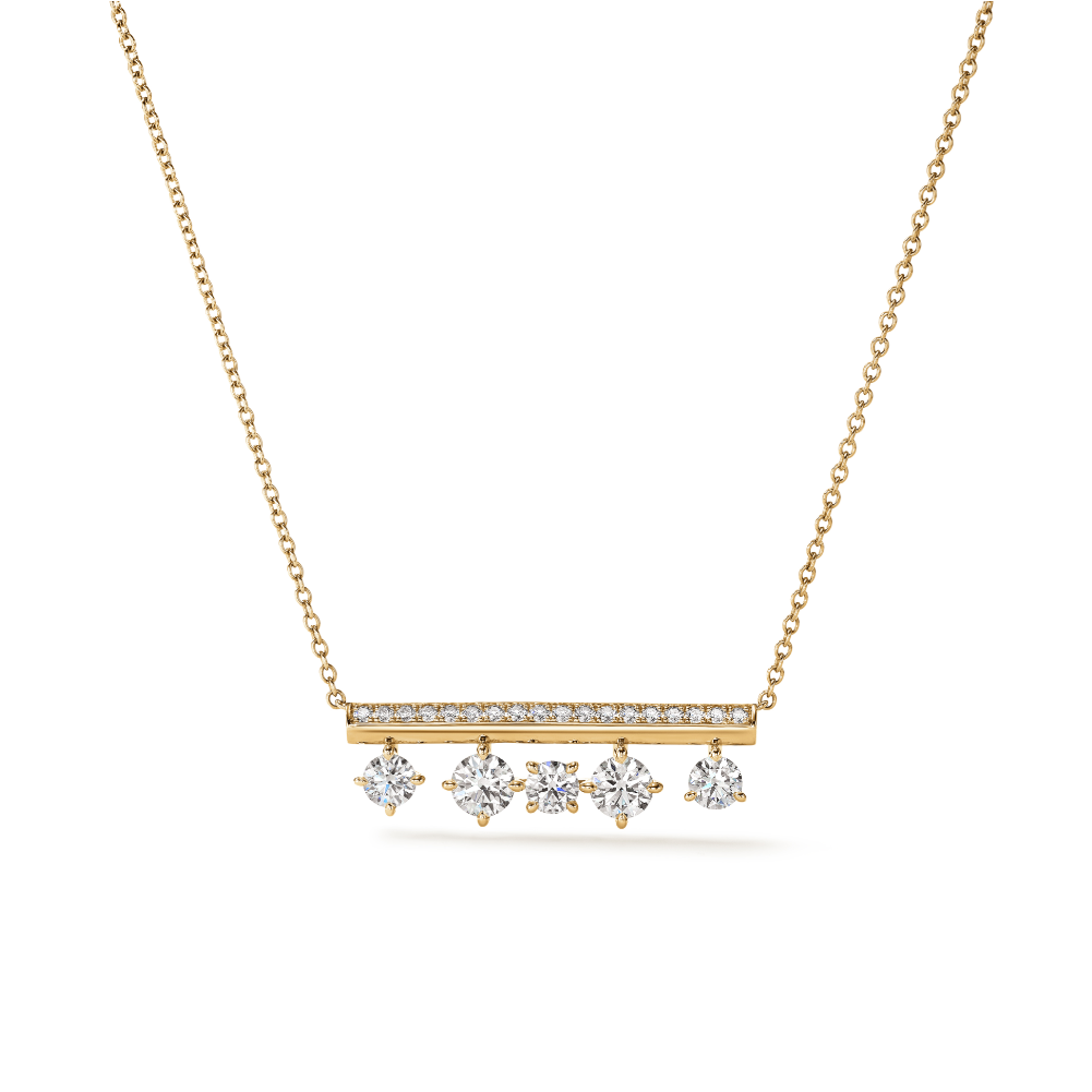 Hearts On Fire 18K Yellow Gold Floating Diamond Bar Necklace