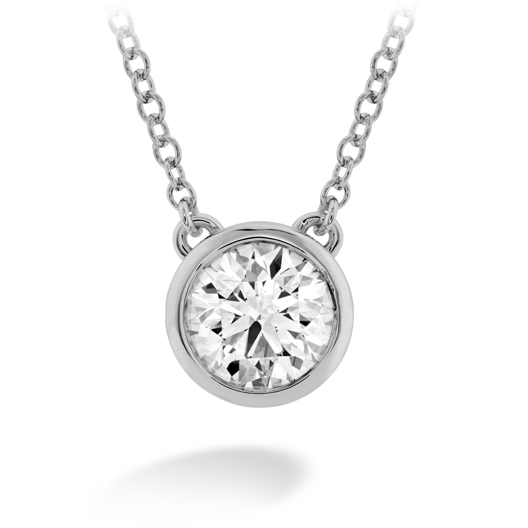 Hearts On Fire 18K White Gold Bezel Solitaire Necklace