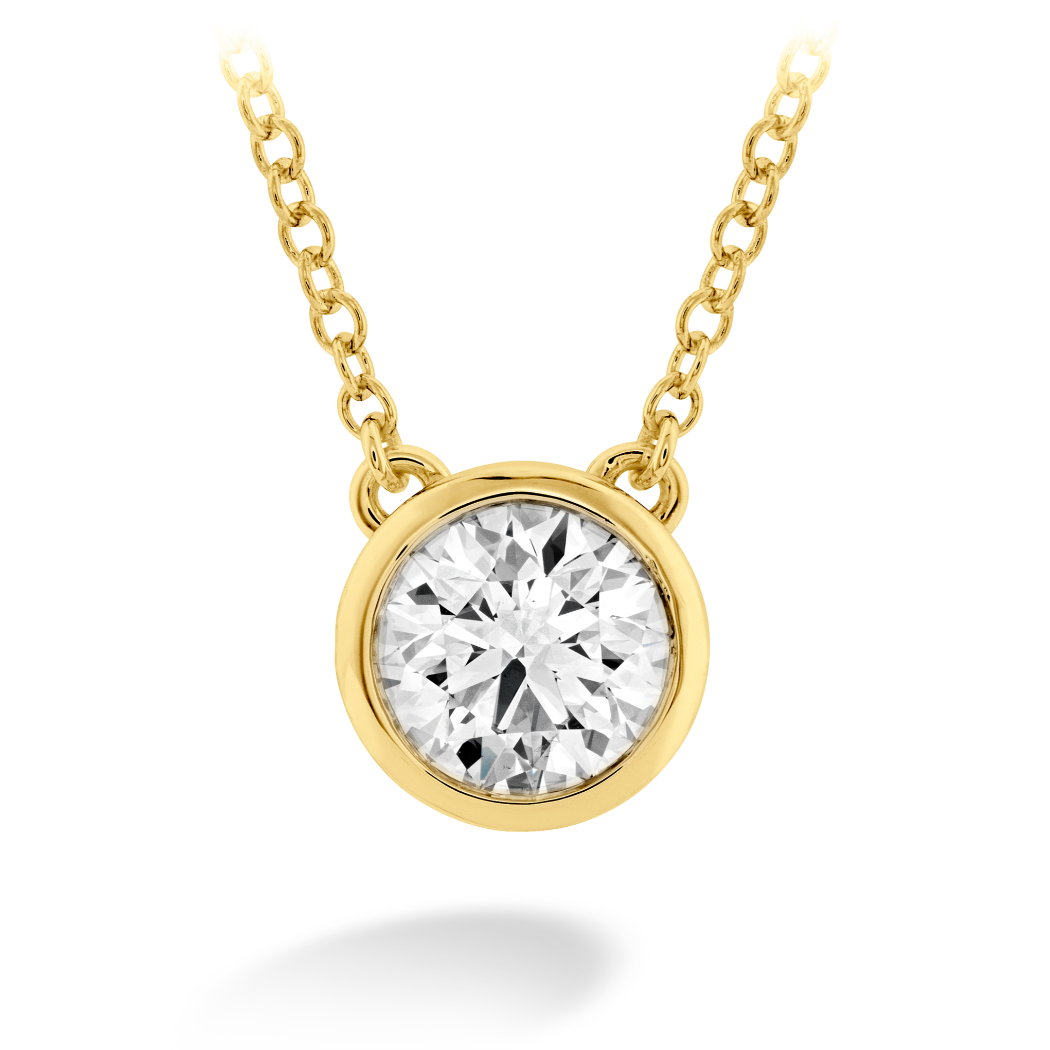 Hearts On Fire 18K Yellow Gold Bezel Diamond Solitaire Necklace