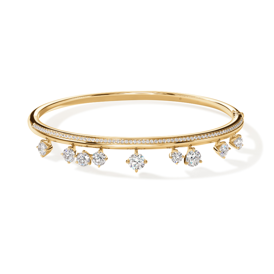 Hearts On Fire 18K Yellow Gold Floating Diamond Pave Bangle