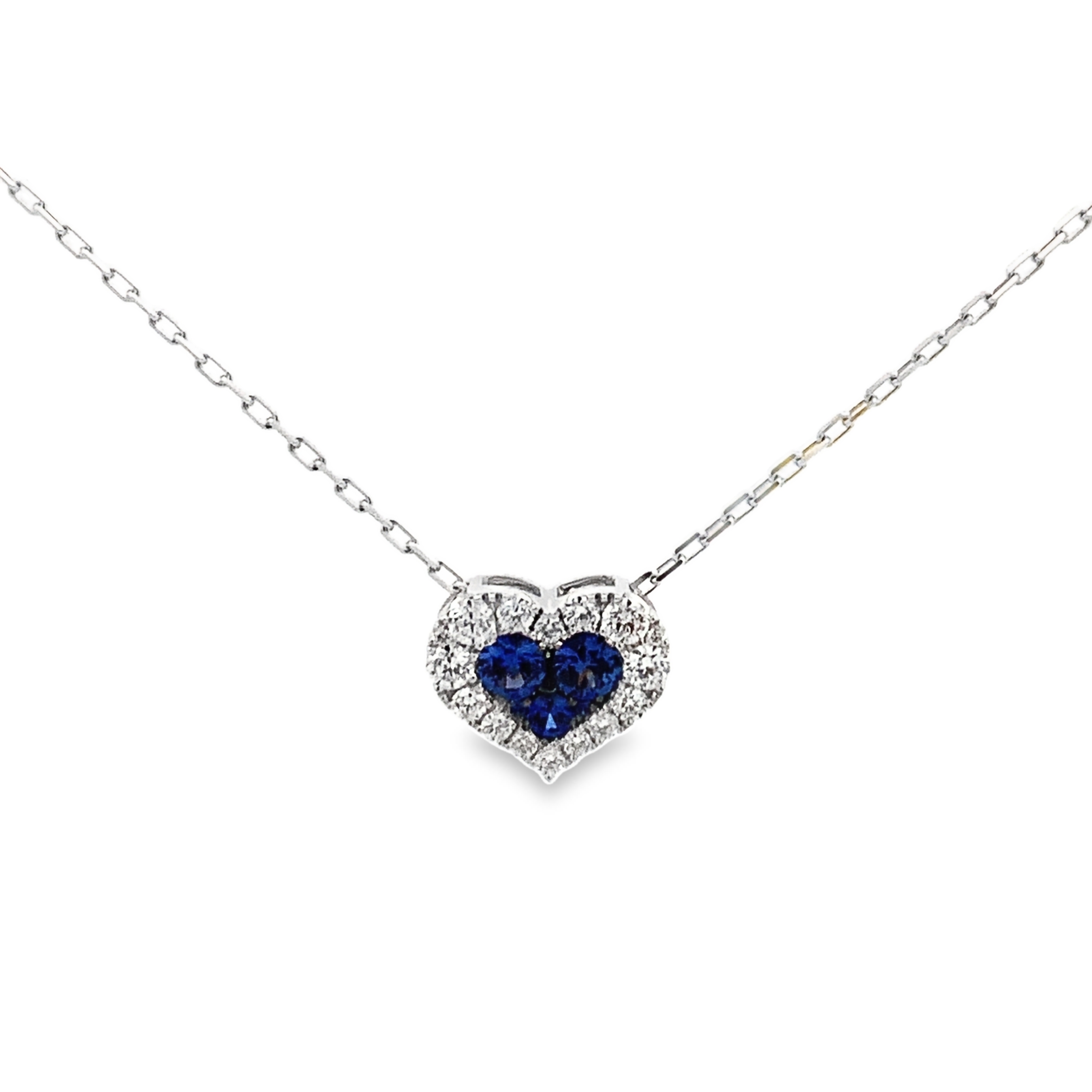 Frederic Sage 14K White Gold Sapphire & Diamond Heart Pendant