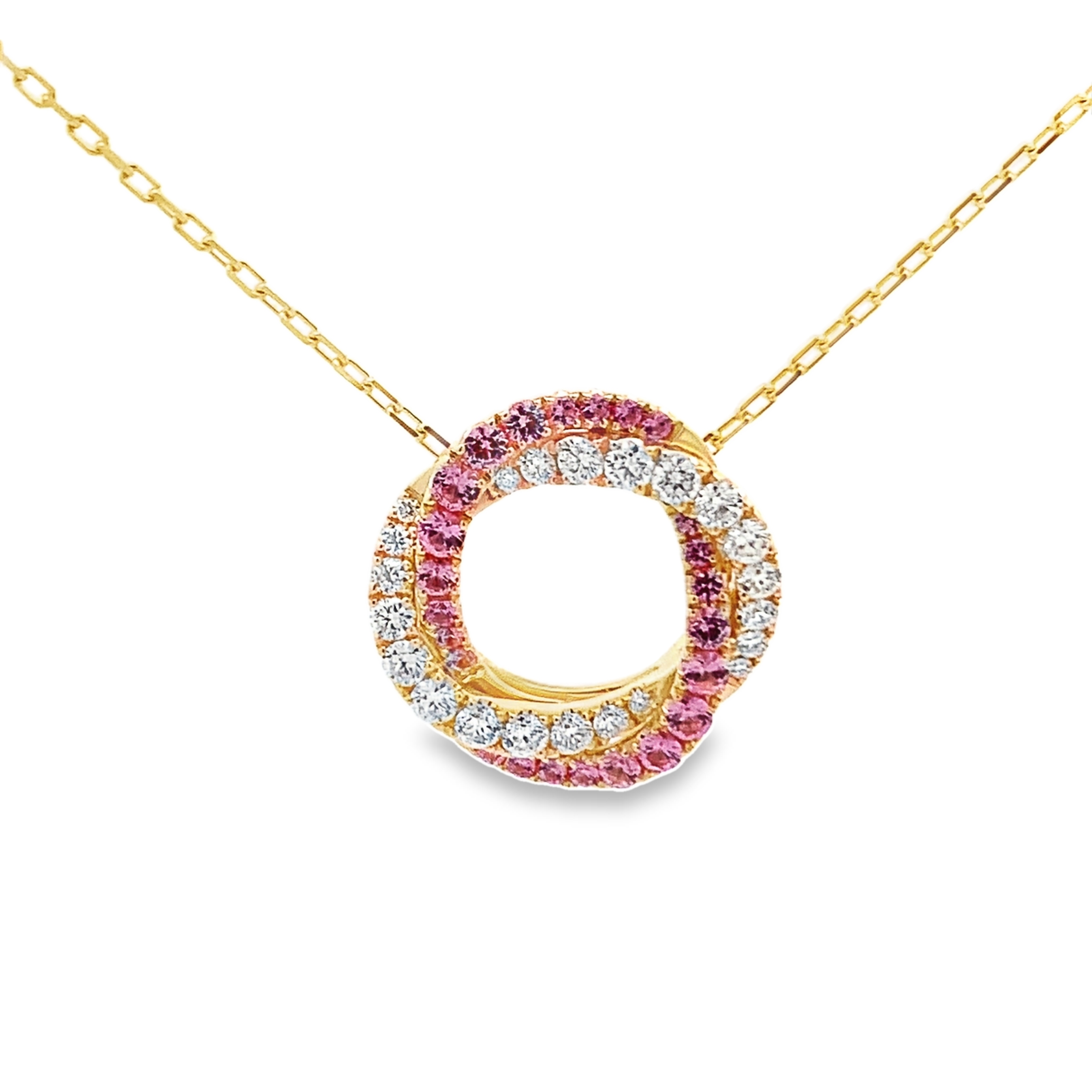 Frederic Sage 14K Yellow Gold Pink Sapphire & Diamond Twist Pendant