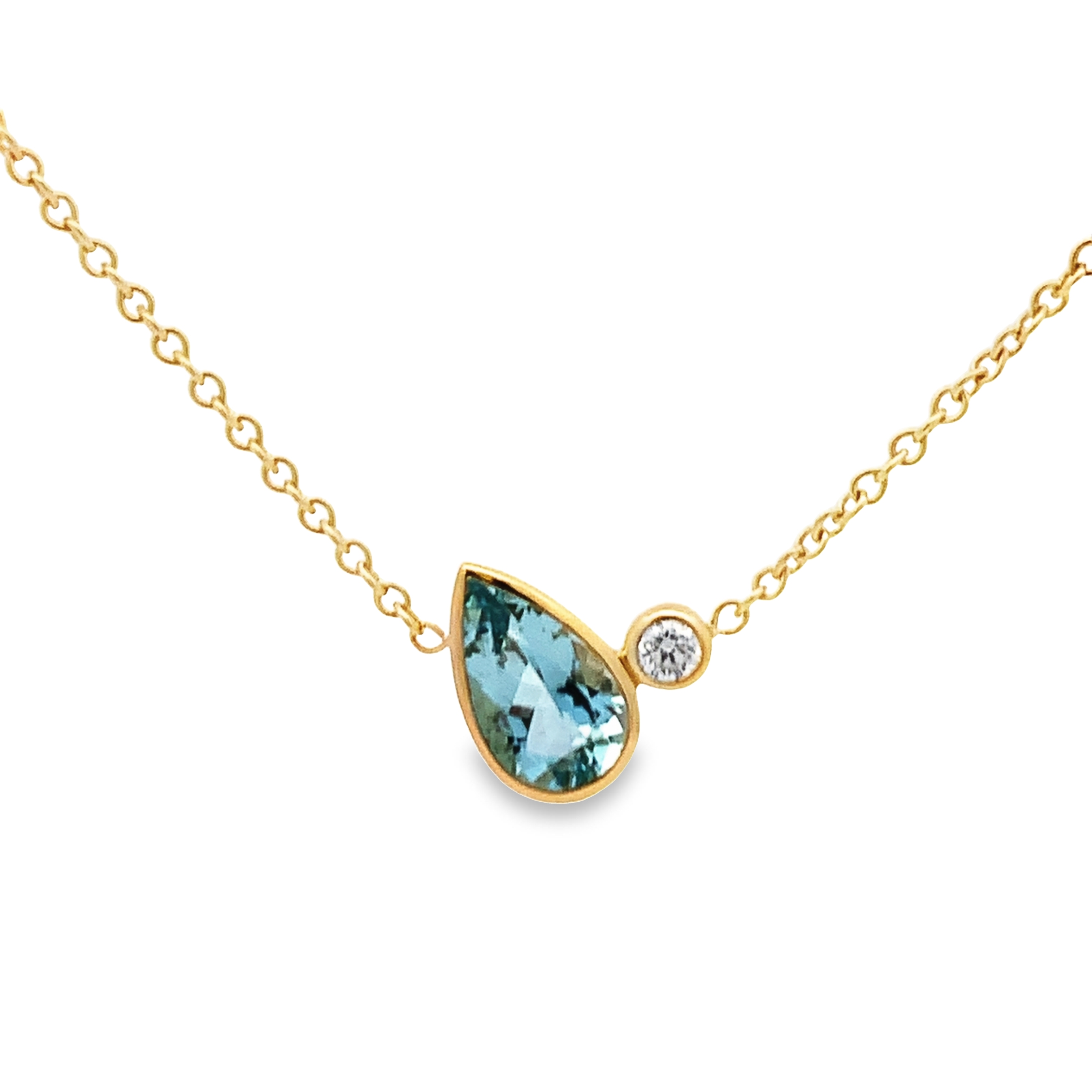 Kimberly Collins 18K Yellow Gold Aquamarine and Diamond Necklace