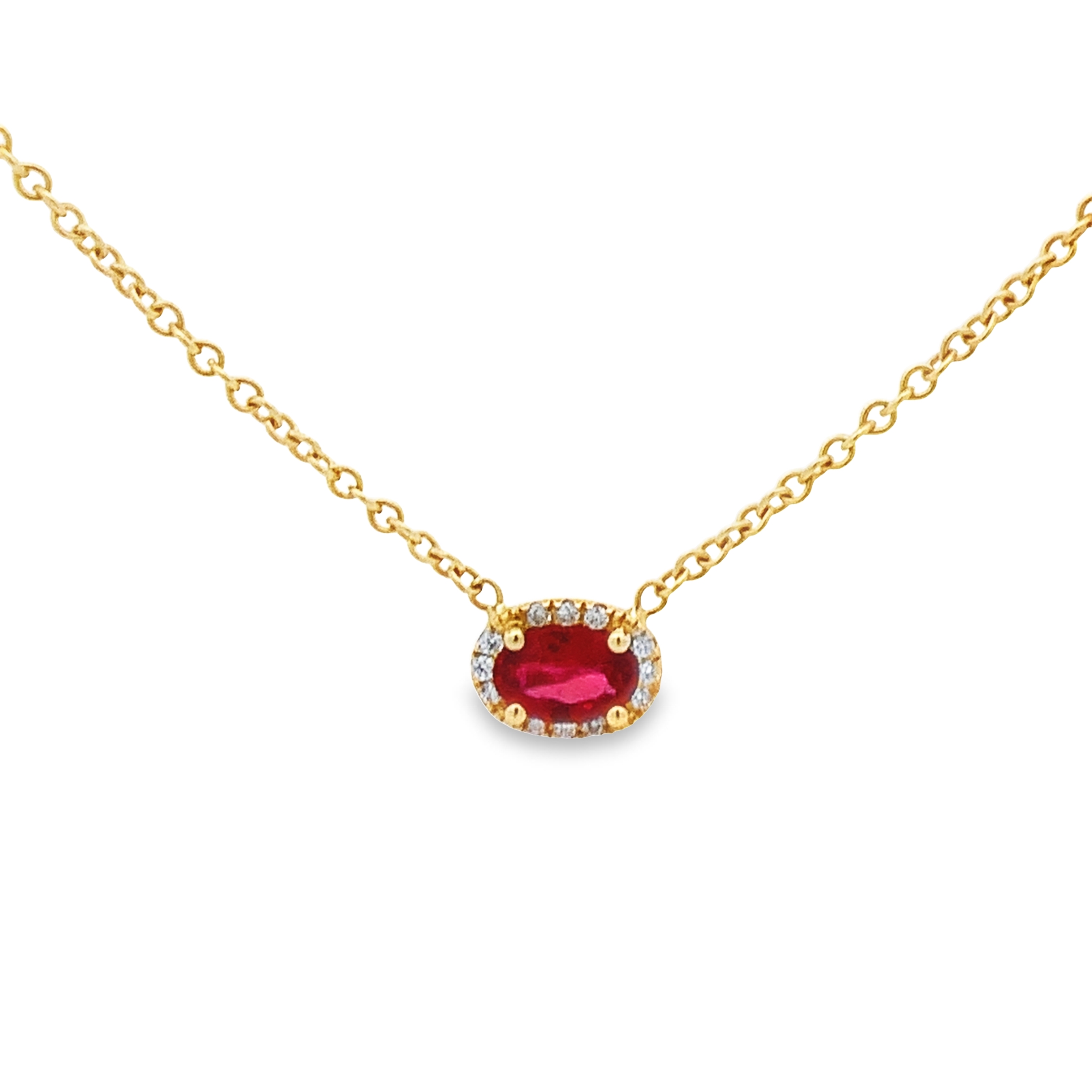 Kimberly Collins 18K Yellow Gold Ruby Halo Necklace