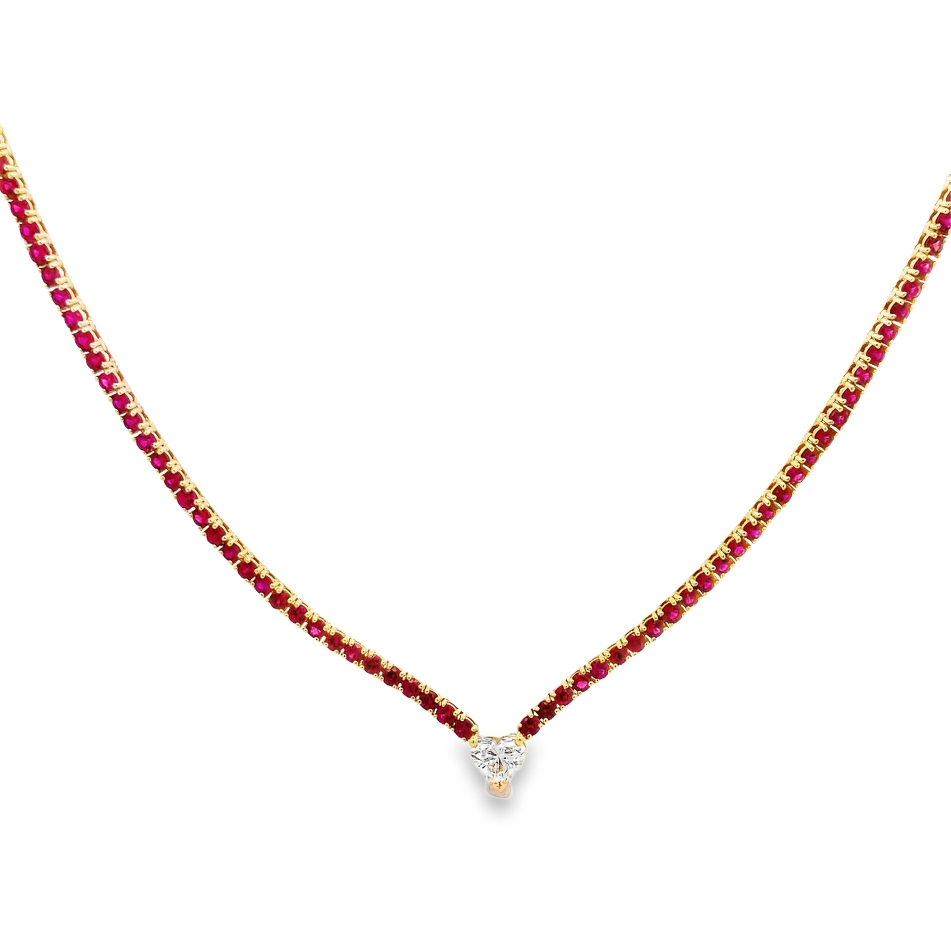 Norman Silverman 18K Yellow Gold Ruby and Diamond Accent Tennis Necklace