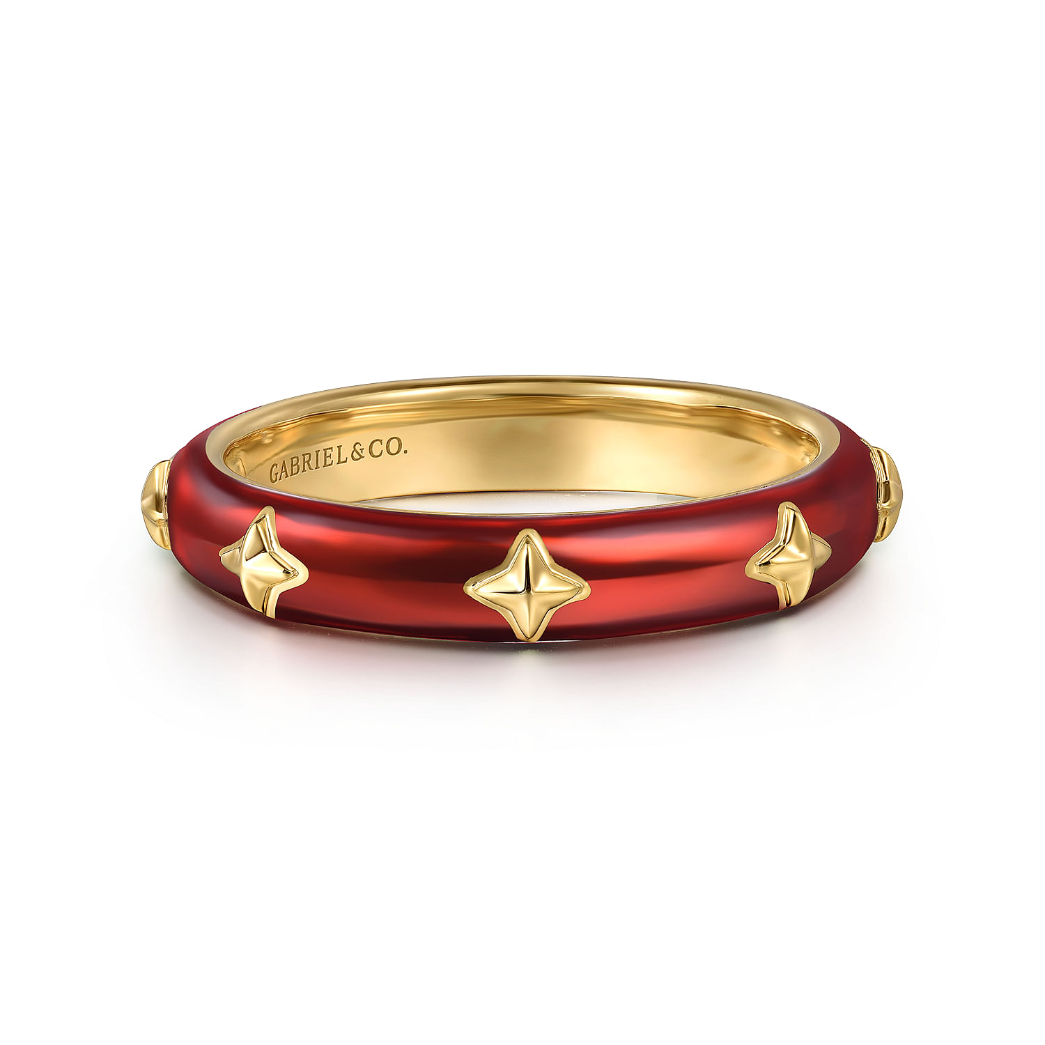 Gabriel & Co. 14K Yellow Gold Red Enamel Ring