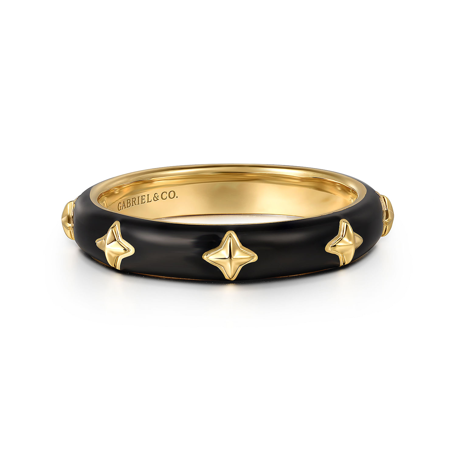 Gabriel & Co. 14K Yellow Gold Black Enamel Ring