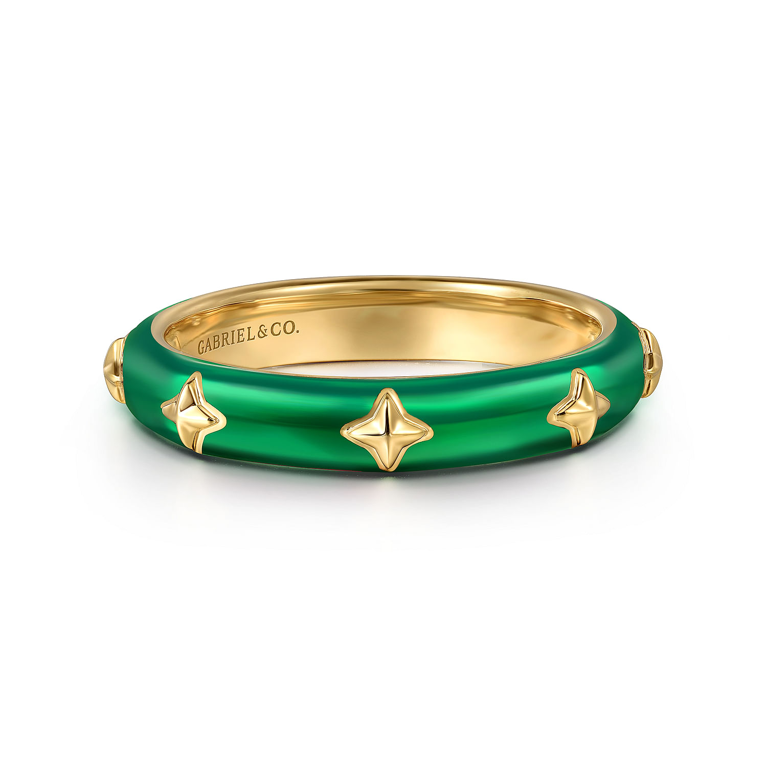 Gabriel & Co. 14K Yellow Gold Green Enamel Ring