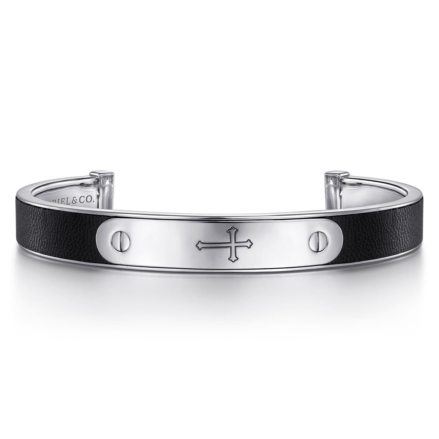 Gabriel & Co Sterling Silver & Leather Cross Cuff Bracelet