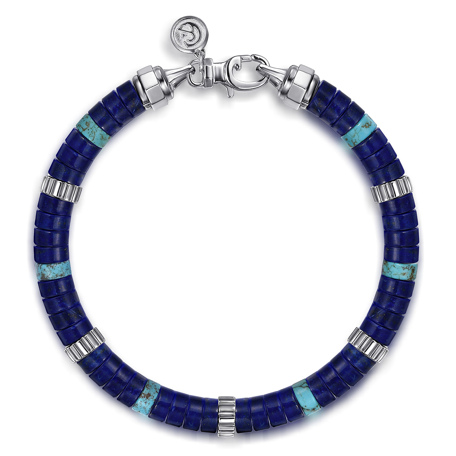Gabriel & Co. Sterling Silver Lapis and Turquosie Beaded Bracelet