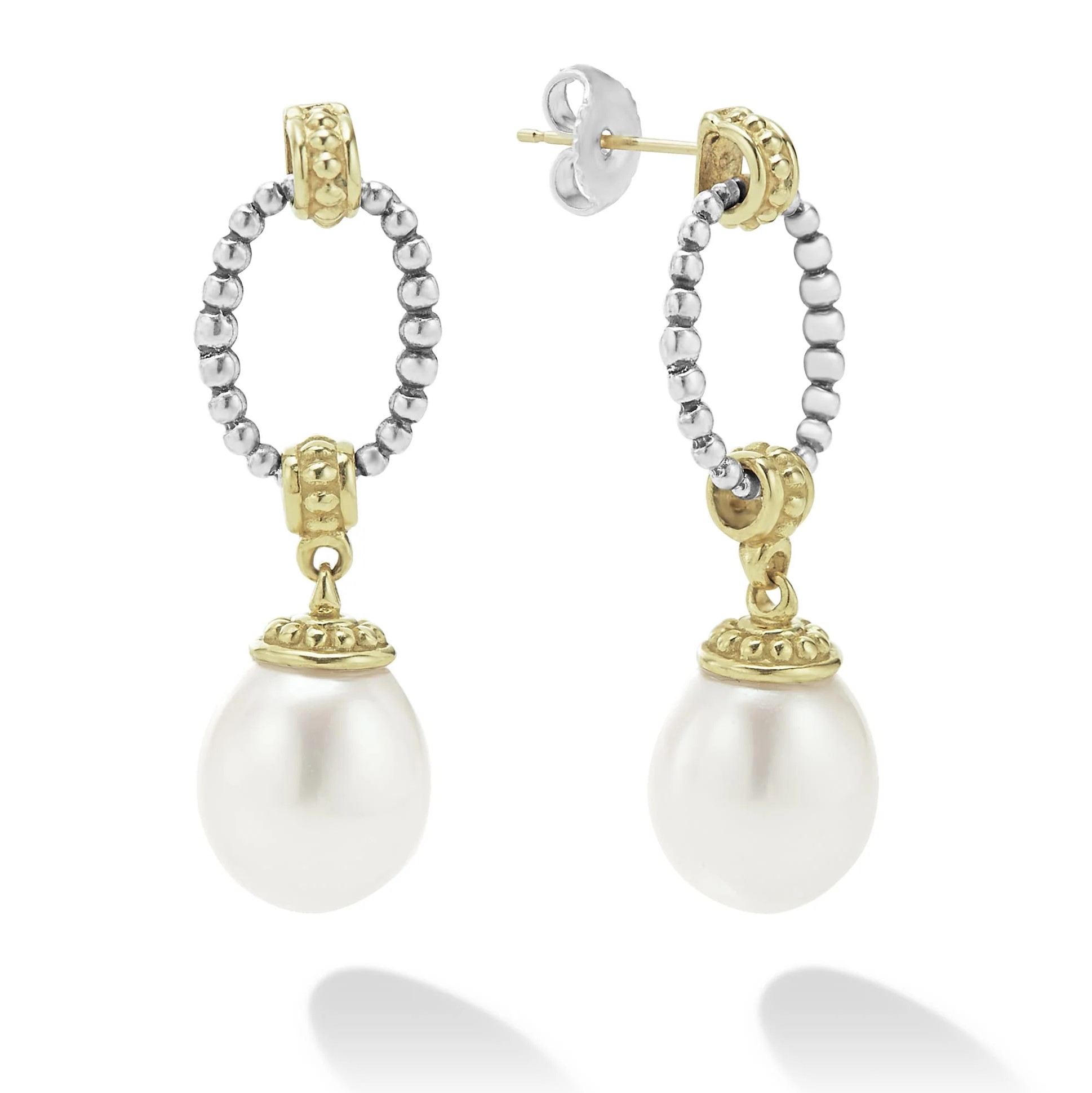 Lagos Sterling Silver Luna Pearl Stud Earrings